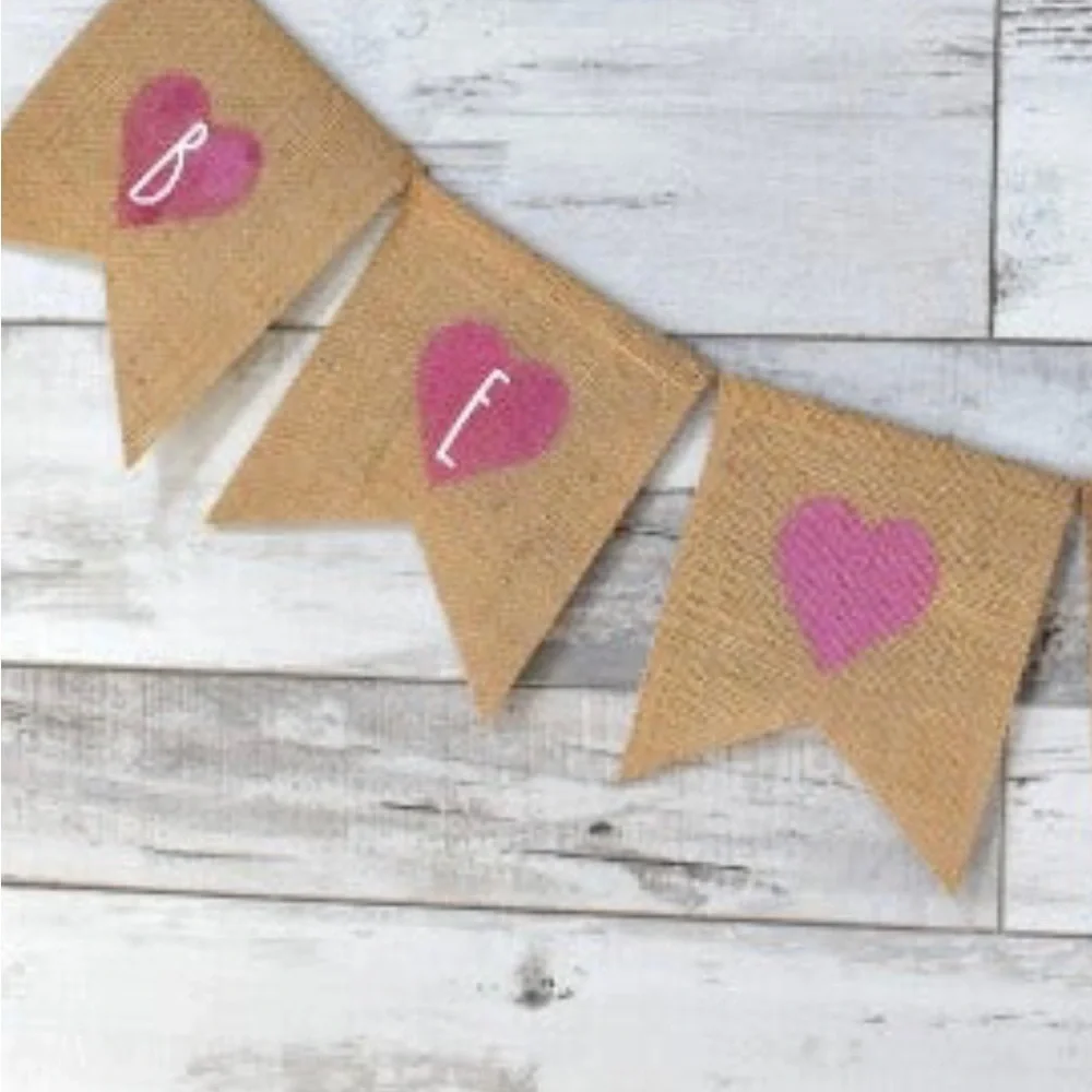 Valentine’s Day/ burlap heart banner / home decor